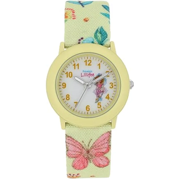 Prinzessin Lillifee Armbanduhr Mädchen Quarzuhr Analog, Textilarmband, 3 bar wasserdicht, Geschenkbox
