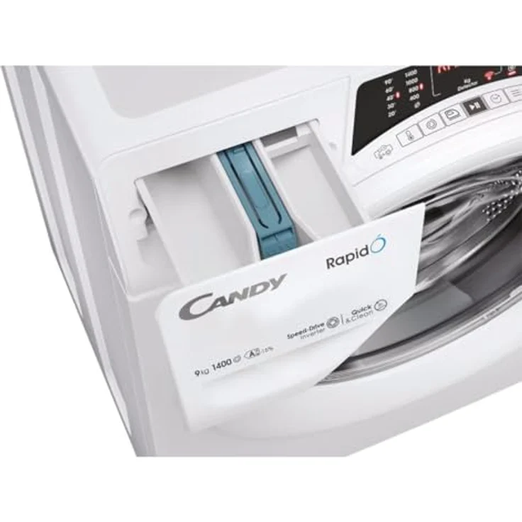 Candy RO 496DWM7/1-S, Frontlader Waschmaschine mit 9 kg Kapazität, 1400 U/min, TFT-Display, Dampffunktion & WLAN – Bild 4