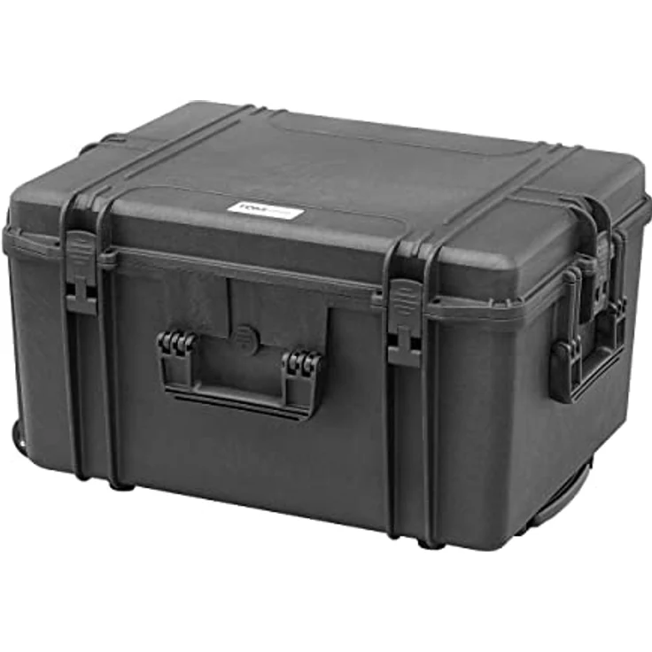 TomCase Outdoor Case mit Trolley, 62x46x34 cm, großer wasserdichter Koffer mit Schaumstoffeinlage aus Würfelschaum, Hardcase, Fotokoffer, Kamerakoffer, Transportkoffer (Schwarz) – Bild 2
