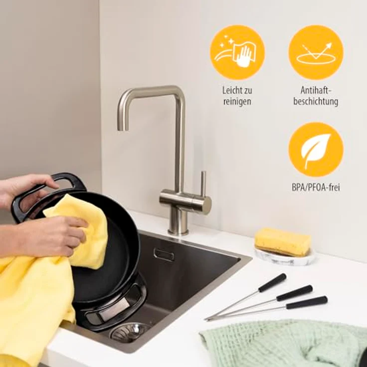 Tristar Fondue-Set für bis zu 8 Personen, 1,5 Liter Fassungsvermögen, inklusive Edelstahlgabeln, 1000 Watt, FO-1107, Schwarz – Bild 6