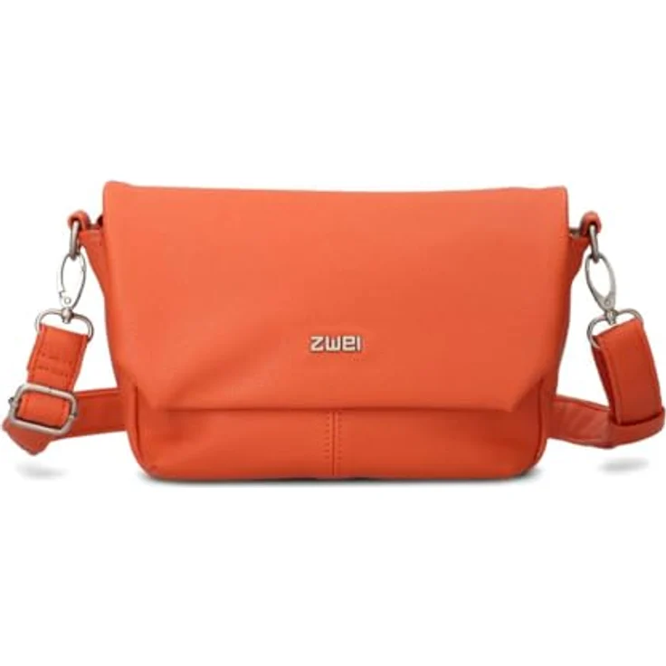 Zwei Mademoiselle.M Messenger Tasche, 28 cm, Orange, aus pflegeleichtem Polyurethan mit Magnetverschluss und Reißverschlussfach – Bild 2