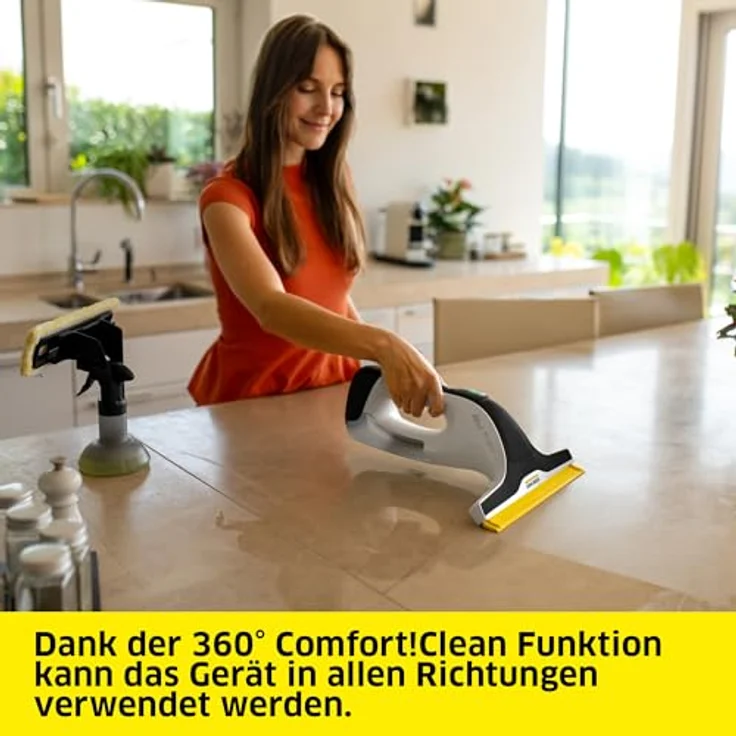 Kärcher Akku-Fenstersauger WV 8 Signature Line, 55 min Akkulaufzeit, Xtra!Flex® Silikonlippe, 150 ml Schmutzwassertank, 2 Absaugdüsen, verstellbare Sprühflasche mit 2 Mikrofaser-Wischbezügen – Bild 4