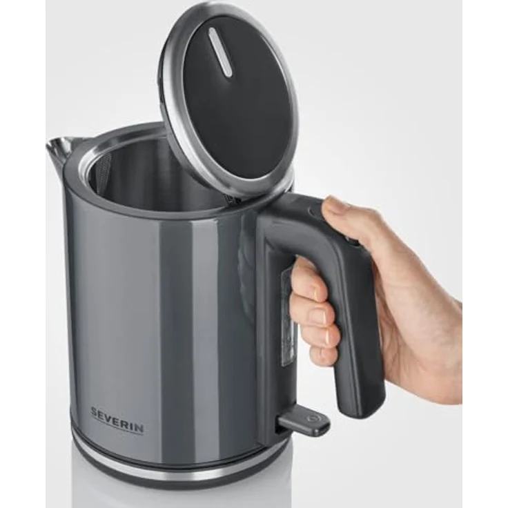 SEVERIN - Wasserkocher WK 9574, 1 l, 2400 W, Grau, Edelstahl, BPA-frei, 360°-Funksystem – Bild 2