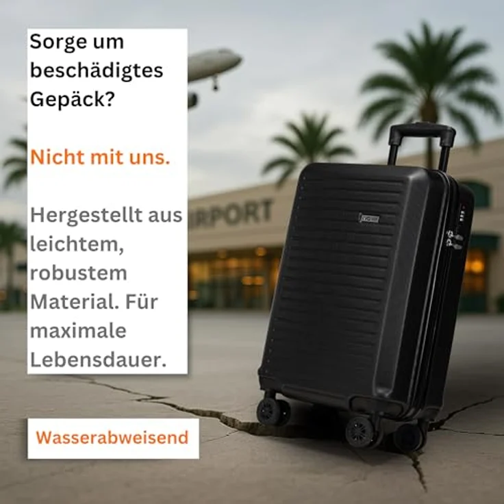 NOWI Handgepäck Koffer M 38L – Hartschalen-Trolley mit Zahlenschloss und 4 Doppelrollen, ultraleicht – schwarz – Bild 2