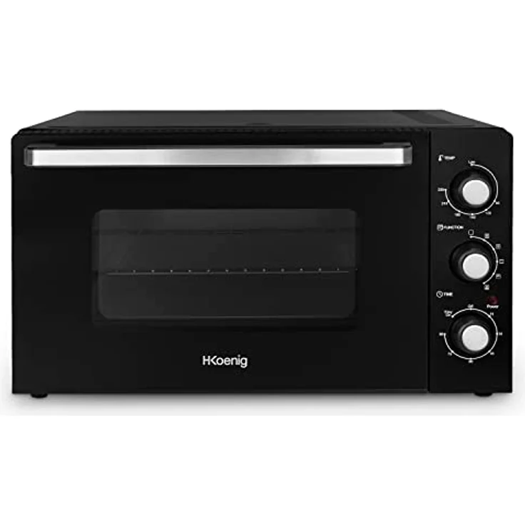 Kompakter Mini-Backofen, FO42 H.Koenig, Kapazität 42 l, Temperatur bis 230 °C, 5 Kochmodi, Timer bis 90 Minuten, Umluft/Brötchen, mit Zange, Krümelaufnehmer und Drehspieß, 2000 W – Bild 1