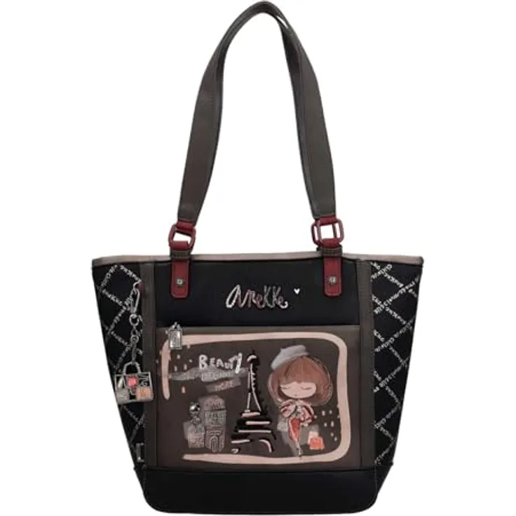 Anekke Shopper Mademoiselle, Polyurethan mit Reißverschlussfach und Handyfach, robust und elegant