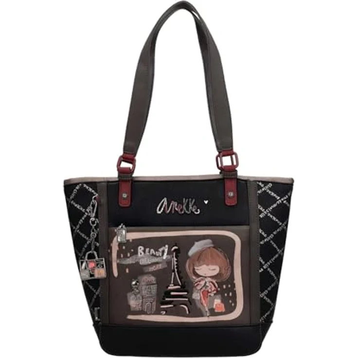 Anekke Shopper Mademoiselle, Polyurethan mit Reißverschlussfach und Handyfach, robust und elegant – Bild 1