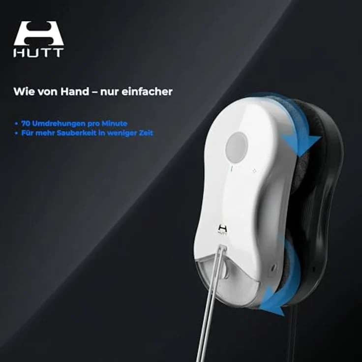 HUTT Fensterputzroboter DDC55PRO, 3D-Schwebefahrwerk, Dualmotor-Rotationsreinigung, KI-gestützte Reinigungsintensität, ultraschlankes Design – Bild 2