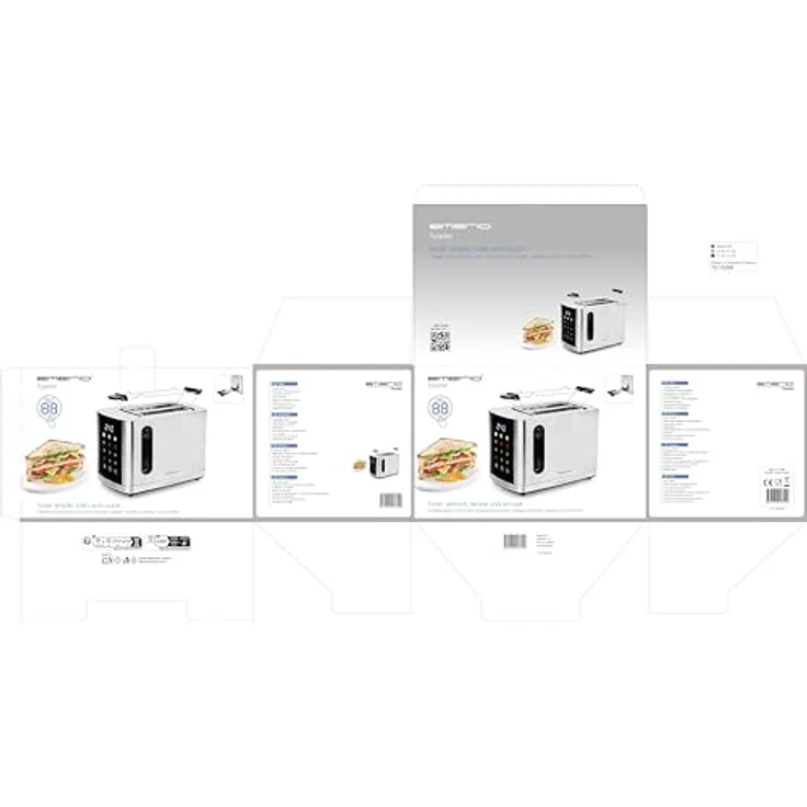 Emerio TO-132888 Toaster mit Digitaldisplay, 2 Schlitzen, Auftaufunktion, 7 Bräunungsstufen, Edelstahl, Silber – Bild 7