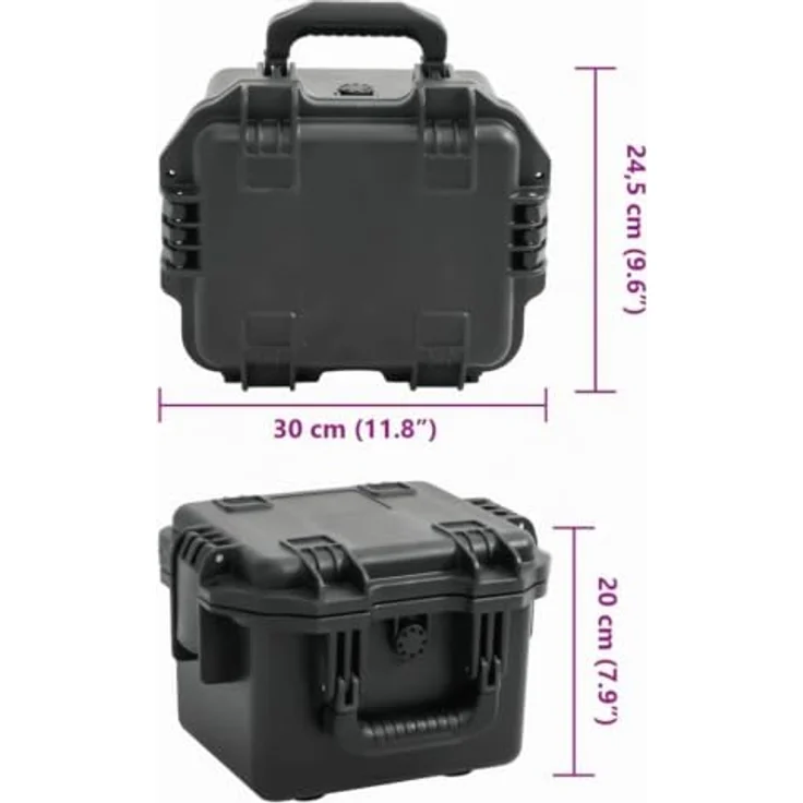 vidaXL Koffer für Flugreise, Tragbar Schwarz, 30x24,5x12,5 cm, mit Schaumstoffeinlage und Wasserschutz – Bild 2