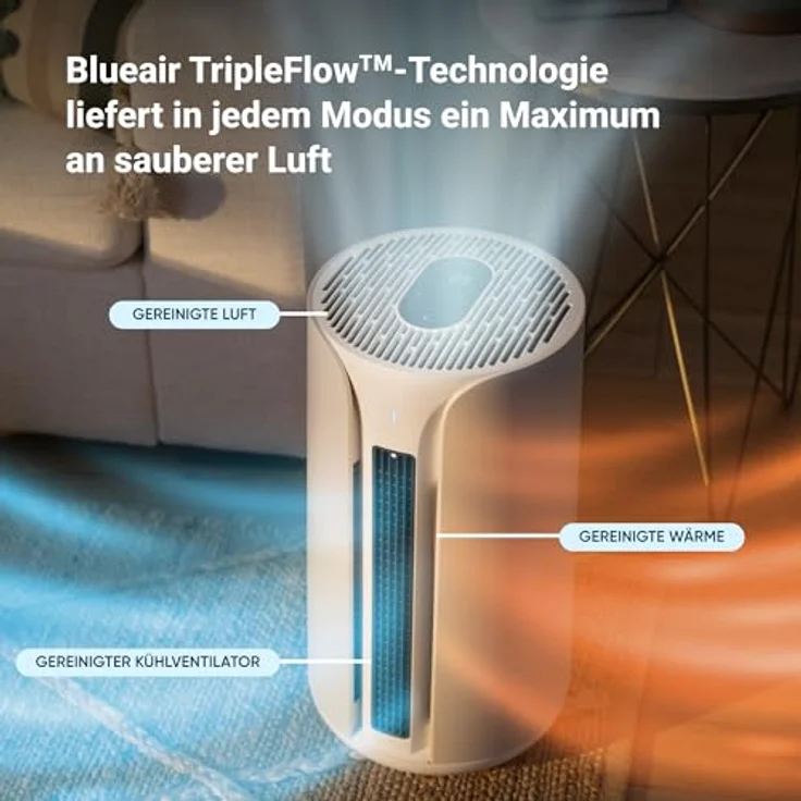 BLUEAIR ComfortPure T10i, 3-in-1 Luftreiniger mit HEPA Silent Technologie, Kühlen, Heizen, Reinigen, für Zuhause, Haustiere, Allergien, Staub, Rauch, Gerüche, sanfte Leinenfarbe – Bild 3