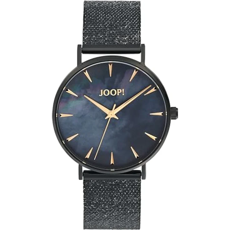 JOOP! Damen Armbanduhr Quarzuhr Analog, Edelstahl Armband, Regenbogenfarbenes Ziffernblatt, Schwarz, 5 bar Wasserdicht, 2036606 – Bild 1