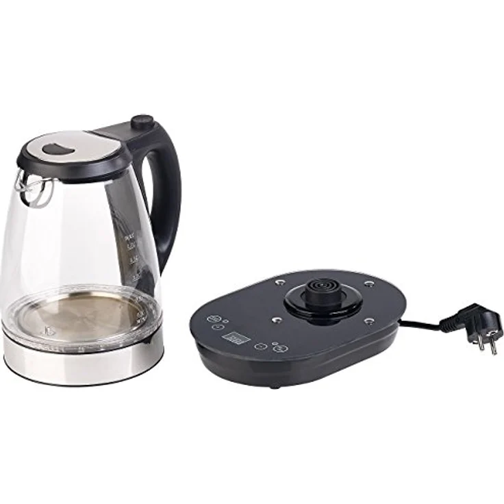 Rosenstein & Söhne Glas-Wasserkocher, 2200W, 1,7L, Temperaturwarhl, transparent, weiß – Bild 5