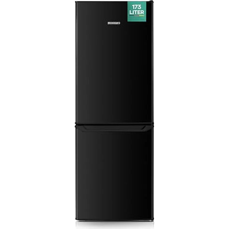 Heinrich´s Kühlgefrierkombination 173L Gesamtvolumen, 121L Kühlvolumen 52L Gefriervolumen, LED Beleuchtung, leise 40dB, große Tiefkühlboxen, 7 Temperaturstufen (schwarz) – Bild 1