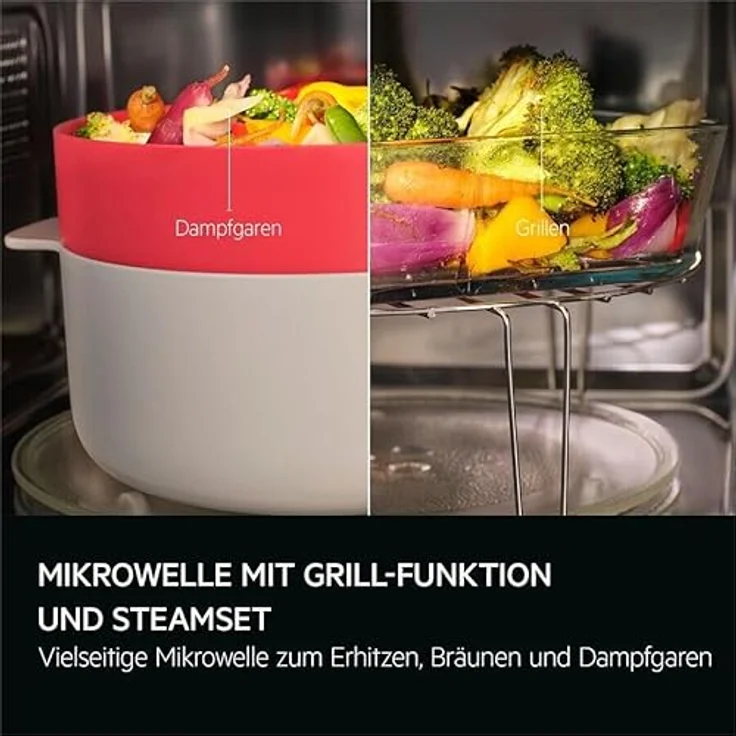 Electrolux Kompakt-Mikrowelle mit Grill-Funktion und SteamSet, Schwarz – Bild 4