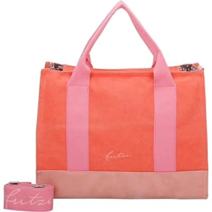 Fritzi aus Preußen Handtasche, große Canvas Tasche 40 cm, pink, rosa, mit abnehmbarem Schulterriemen für Crossbody-Tragen