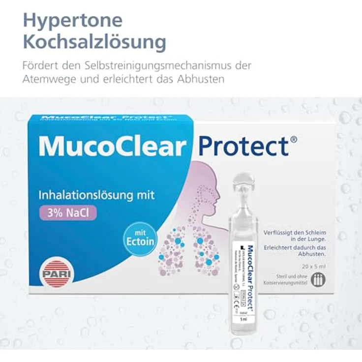 PARI Protect Isotonische Kochsalzlösung zum Inhalieren für Säuglinge, Kinder und Erwachsene – 60 Ampullen á 5ml Inhalationslösung – 3% Ectoin, Meersalz, Wasser – Steril, ohne Konservierungsstoffe – Bild 5