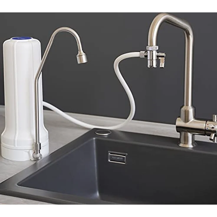 Alvito Auftischfilter Basic, Wasserfilter mit Umlenkventil und Premium-Flex-Schlauch aus Silikon – Bild 2