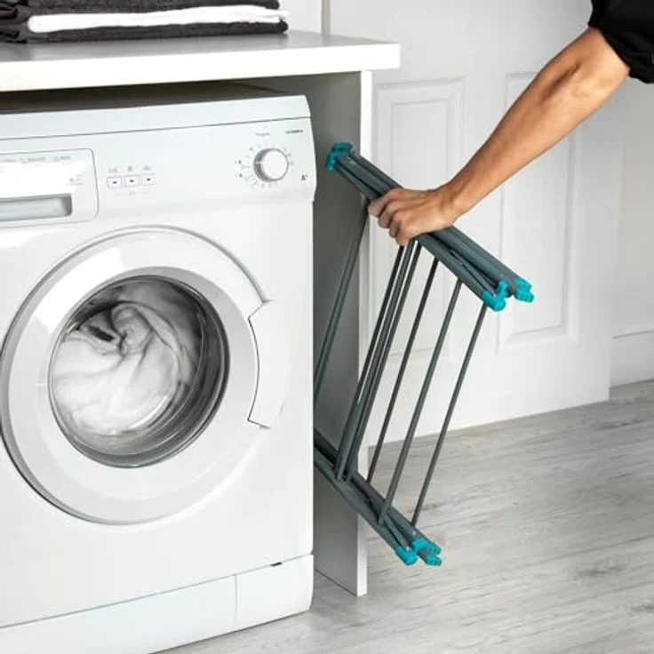 Beldray LA081117EU7 Hängender 3-stufiger Wäscheständer, platzsparender über Tür Wäschetrockner mit 5m Trockenraum, grau-türkis, 4kg maximale Kapazität – Bild 5