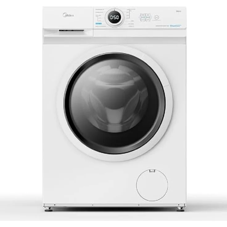 Midea MF10EW80B Waschmaschine / 8kg / 1400 U/Min/EEK A/Inverter Quattro Moto/Dampffunktion/Grosse Trommel/Slim Design/Nachlegefunktion/Kindersicherung/AquaStop, Weiß – Bild 1