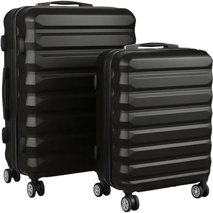 Relaxdays Kofferset, 2-teilig mit Hartschale, 4 Rollen, Teleskopgriff und Zahlenschloss, schwarz, 55 x 36 x 23 cm und 65 x 42 x 25,5 cm – Bild 1