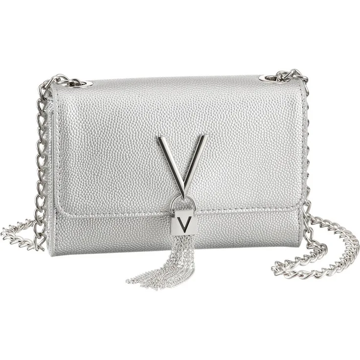 VALENTINO BAGS Umhängetasche DIVINA, Damen Handtasche mit Schnappverschluss, Lederimitat, Kettentasche - Schwarz