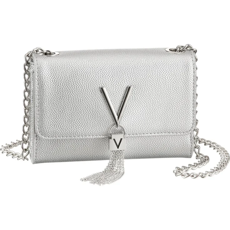 VALENTINO BAGS Umhängetasche DIVINA, Damen Handtasche mit Schnappverschluss, Lederimitat, Kettentasche - Schwarz