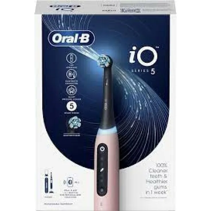 Braun Oral-B iO Series 5 Pink iO5 Elektrische Zahnbürste mit App-Unterstützung und Reiseetui
