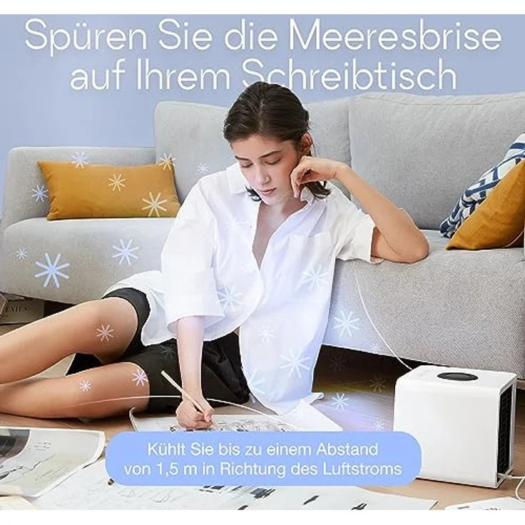 Evapolar evaLIGHT Plus Luftkühler & Luftbefeuchter - Tragbarer Kühl-Ventilator mit Vollspektrum-LED-Hintergrundbeleuchtung - Flüsterleise, einfach zu bedienen, stilvoll, effizient – Weiß – Bild 2