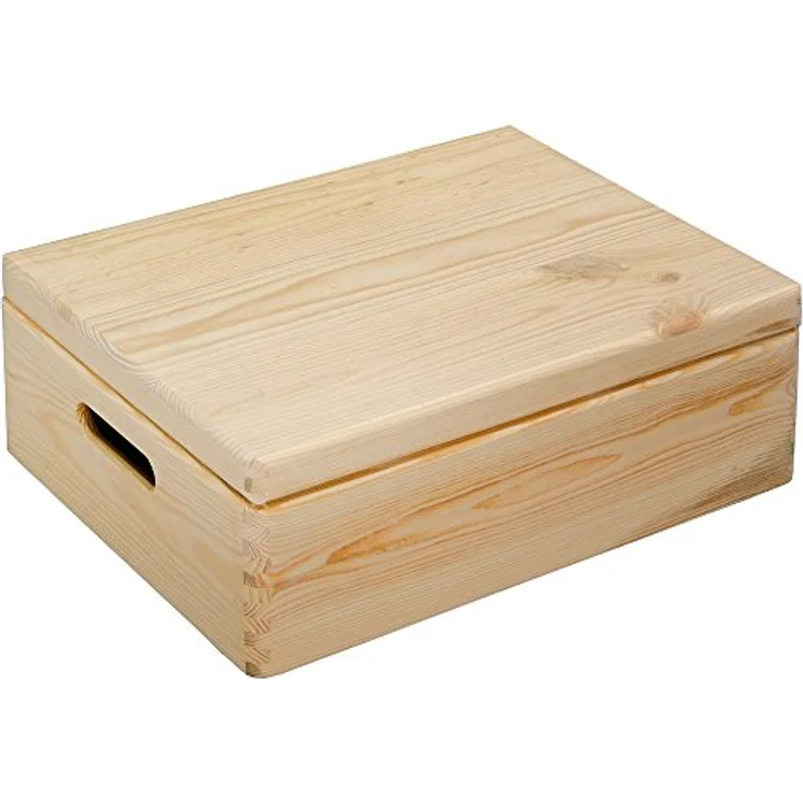 Kesper Allzweckkiste 40x30x14cm mit Deckel aus Kiefer, braun, 40 x 30 x 14 cm