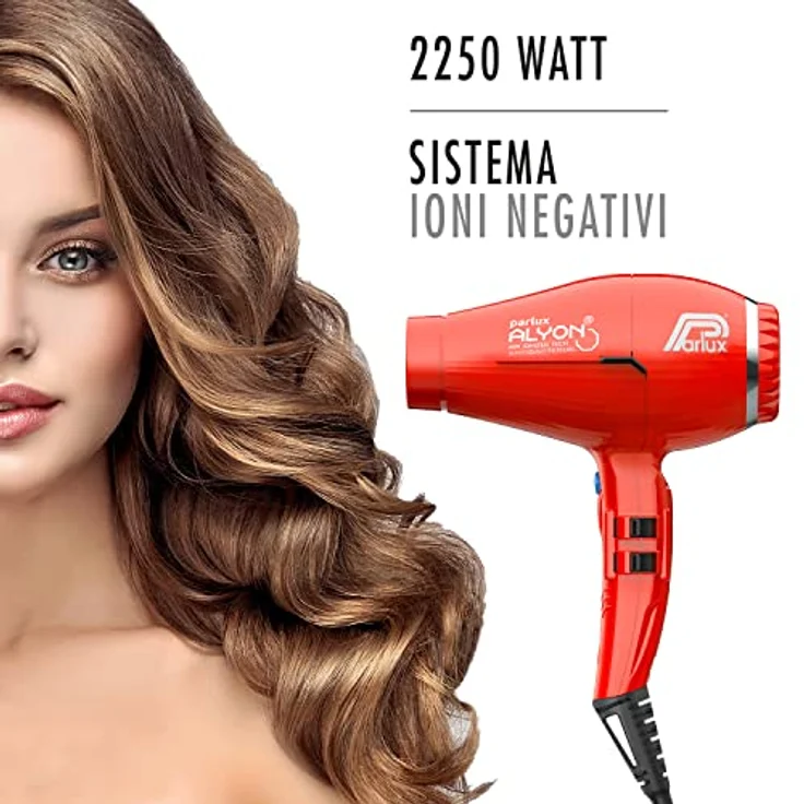 Parlux ALYON Haartrockner, 2250W, 4 Temperaturstufen, separate Kaltluft-Taste, Überhitzungsschutz, rot – Bild 4