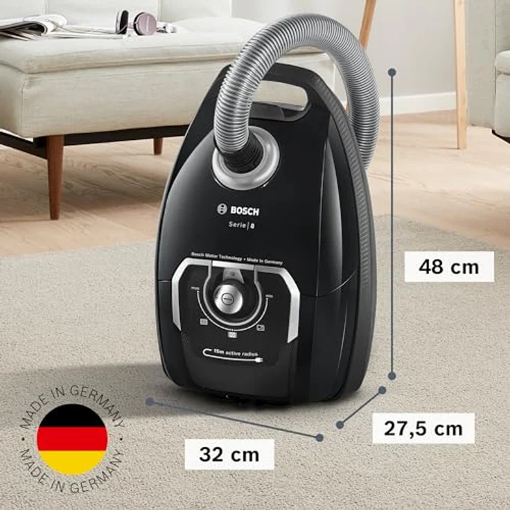 Bosch BGL8XALL Bodenstaubsauger mit Beutel, 15 m Aktionsradius, 15 m Aktionsradius, schwarz – Bild 3