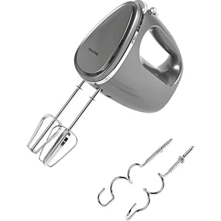 Salter EK4249COSVDEEU10 Elektrischer Handmixer/Schneebesen - mit Rührbesen und Knethaken, 5 Geschwindigkeitsstufen und Turbomodus, Lebensmittel mixen/rühren/schlagen, Cosmos-Kollektion, grau, 300 W – Bild 1
