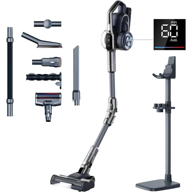JIMMY H11 Pro, Beutelloser Stabstaubsauger mit 260 AW Saugkraft, Grau, 90 Minuten Laufzeit, 4 Reinigungsmodi