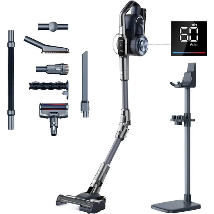 JIMMY H11 Pro, Beutelloser Stabstaubsauger mit 260 AW Saugkraft, Grau, 90 Minuten Laufzeit, 4 Reinigungsmodi