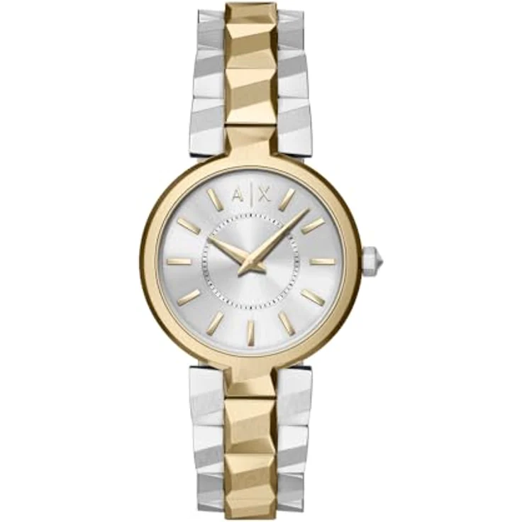 Armani Exchange Montre Femme, Quarz 34 mm, Edelstahl-Armband, silberfarbenes Zifferblatt, wasserdicht bis 50 m – Bild 1