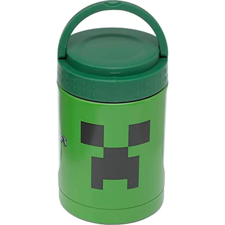 Puckator Minecraft Creeper Offizielle Lizenz Thermobehälter aus Edelstahl 500ml für kalte & warme Speisen, Brotzeitbox – Bild 1