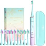 Elektrische Zahnbürsten, YUNCHI Y7 Schallzahnbürste, Sonic Zahnbürste mit 5 Modi 4 Stunden Aufladen Letzte 30 Tage, 40.000 Pinselstriche/min (Blau + Reise-Etui + 10 Bürsten)