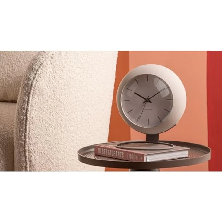 Karlsson Globe Tischuhr, graue Metalluhr, rund, 21x14x21 cm, zeitlose Eleganz für jeden Raum – Bild 3