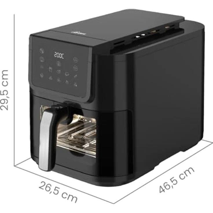 Ardes ARFRYA08LV Luftfritteuse 8 Liter Schwarz - Ölfreies Frittieren, extra tiefe Form für längliche Lebensmittel, Rapid Air Fryer Technologie, Touch-Display, Fenster und Innenbeleuchtung – Bild 4
