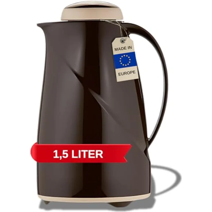 Helios Wave Thermoskanne Cappuccino 1,5L, spülmaschinenfest, 6h Warmhaltung, leichter Kunststoffmantel, ideal für Kaffee & Tee – Bild 1