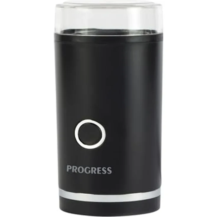 Progress EK6135PVDE Elektrische Kaffee- und Gewürzmühle – Transparenter Deckel, Edelstahlklinge, One-Touch-Bedienung, 70 g Fassungsvermögen, 180W