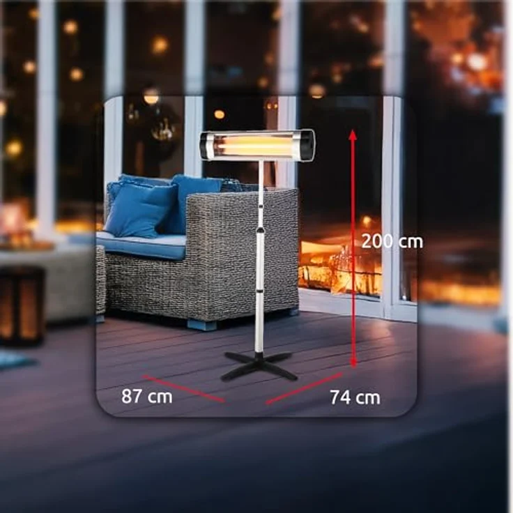 Melchioni Family LAVIK Quarz-Elektroheizer Wasserdicht und verstellbar, ideal für Terrasse und Garten, IP34-Schutz, 2000 W, staubfrei – Bild 2
