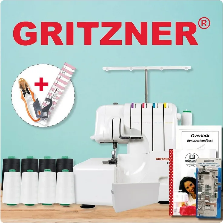Gritzner Overlock-Nähmaschine Gritzner 788 Overlock LED Version Black&White Edition mit Overlockgarn