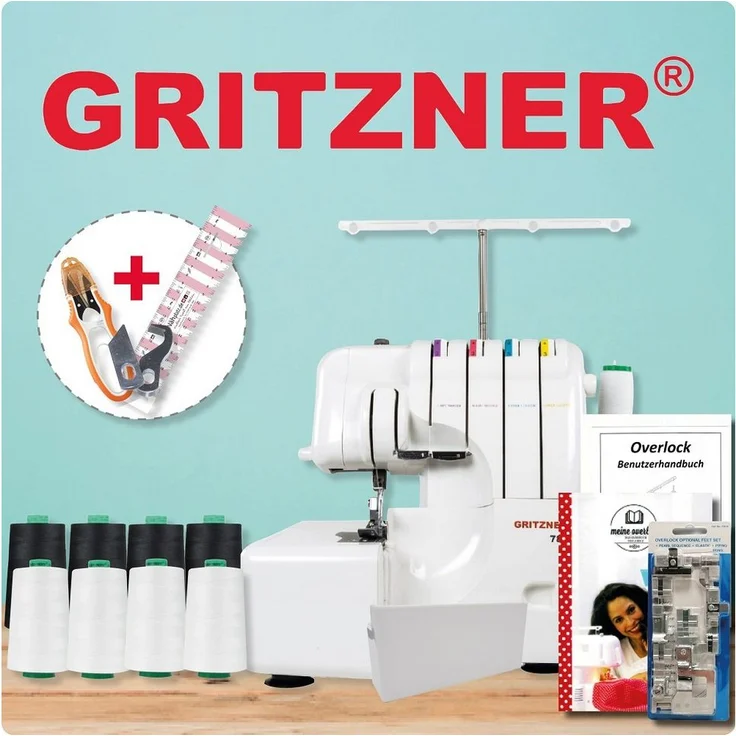 Gritzner Overlock-Nähmaschine Gritzner 788 Overlock LED Version Black&White Edition mit Overlockgarn