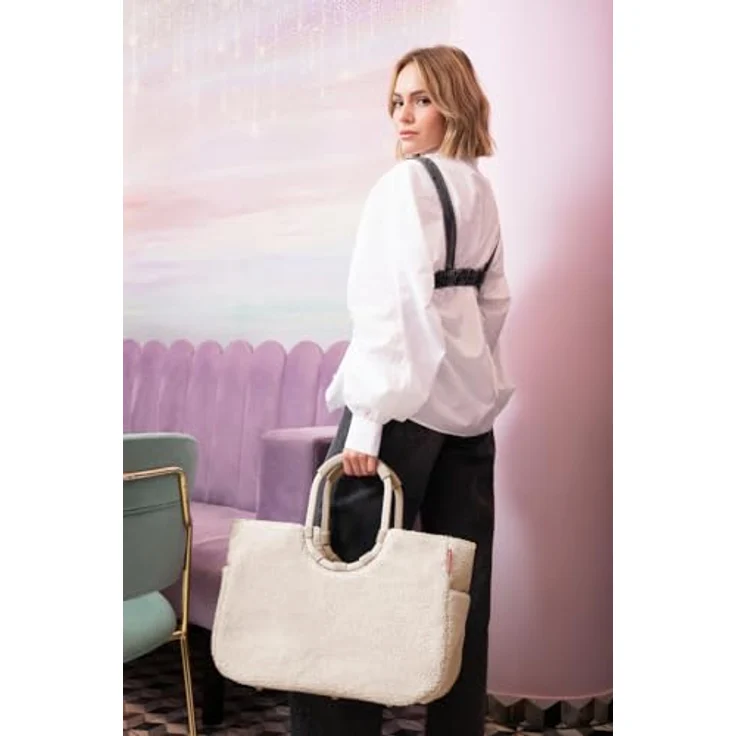 reisenthel loopshopper L, Einkaufstasche mit 25 Litern Volumen, farbe teddy sand, Beige, wasserabweisend, verstärkter Boden mit Standfüßen, inklusive Innentasche mit Reißverschluss – Bild 5
