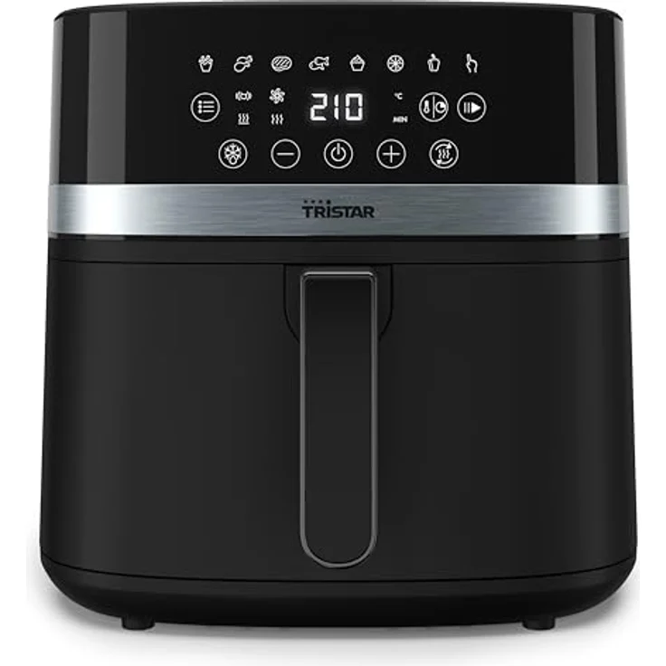 Tristar Digital Heißluftfritteuse, 8L Kapazität, 2000W, LED-Touchscreen, 7 Programme + Manuell, Vorheizen, Warmhaltefunktion, Schüttelerinnerung, PFAS-freie Antihaftbeschichtung, FR-9418, in Schwarz – Bild 2