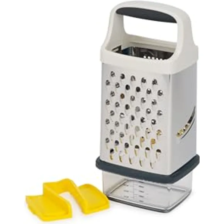 Joseph Joseph Multi-Grip Reibe mit Behälter, Edelstahlklingen zum Schneiden und Raspeln, rutschfest, spülmaschinenfest, grau - Preisvergleich