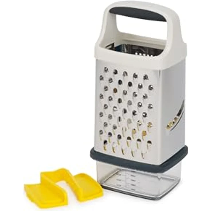 Joseph Joseph Multi-Grip Reibe mit Behälter, Edelstahlklingen zum Schneiden und Raspeln, rutschfest, spülmaschinenfest, grau - Preisvergleich – Bild 1