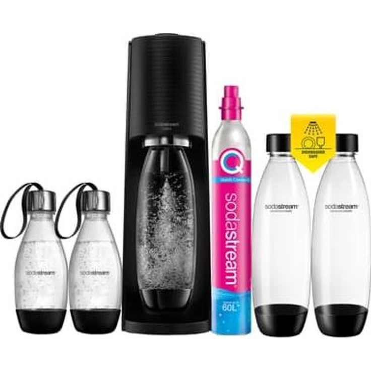 SodaStream Terra™, Wassersprudler in Schwarz mit Quick Connect-Technologie und CO2-Flasche, inkl. spülmaschinenfester Flasche